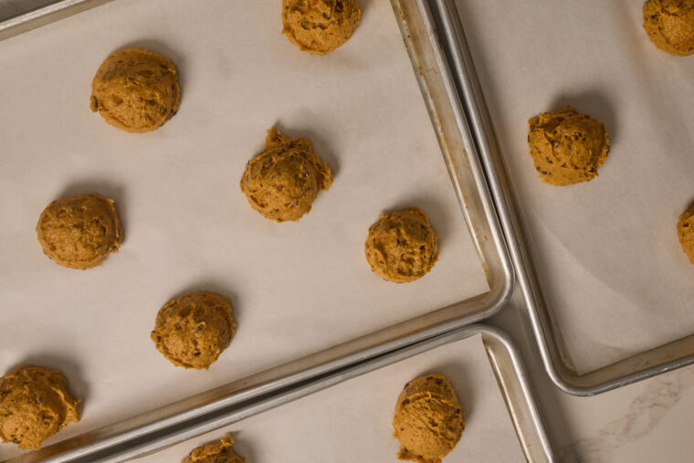 scoops of pumpkin chocolate chip cookie dough