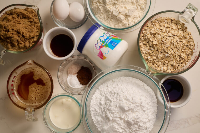 ingredients for browned butter oatmeal cream pies