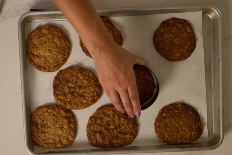 shaping the browned butter oatmeal cookies