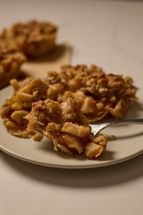 a forkful of mini dutch apple pie