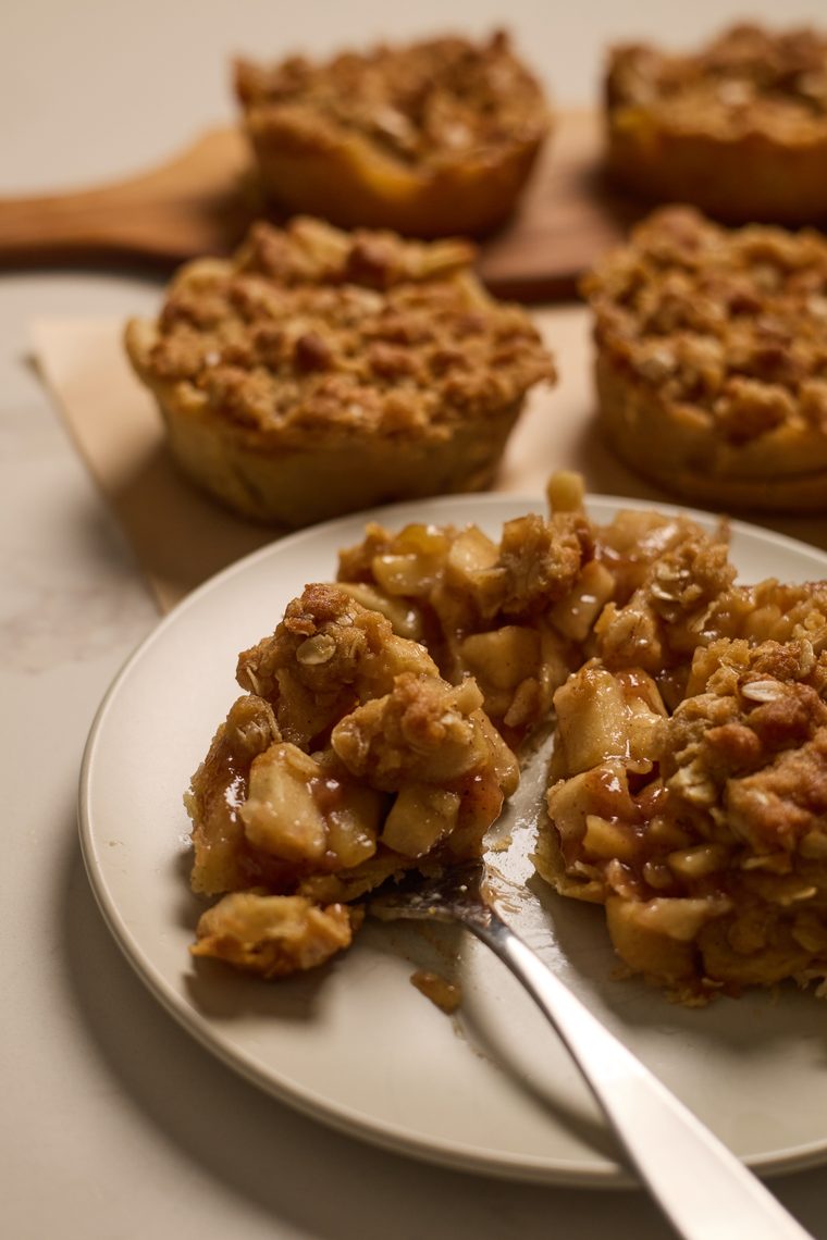 a forkful of mini dutch apple pie