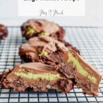 Check out these viral chocolate Liege waffles from Dubai—some are cut open to show off a cool green filling! They’re chilling on a rack, and there’s a text up top that says: Dubai Viral Chocolate Liege Waffles Recipe.